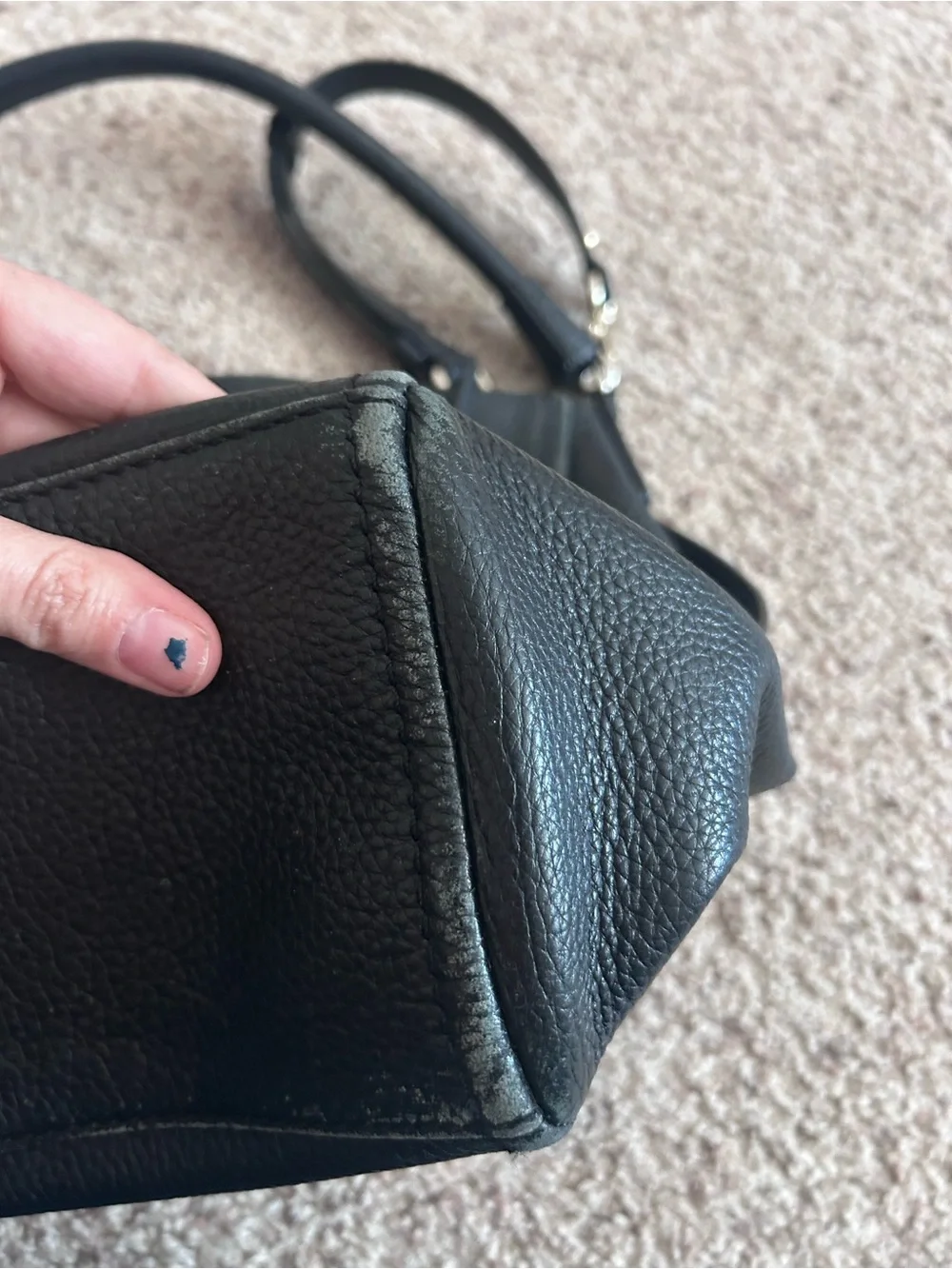 kate spade Black Pebbled Leather Shoulder Bag with Gold Hardware